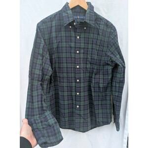 Ralph Lauren Shirt Men's L Slim Fit Green Blue Yarmouth Plaid Y2K Old Money